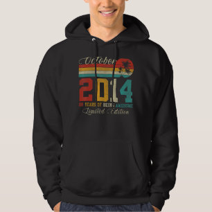 October 8 Year Old Vintage 2014 8th Birthday Hoodie