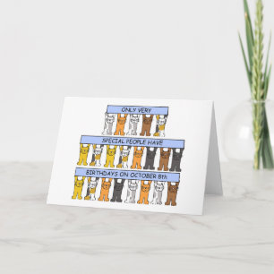 October 8th Birthday Cats Card