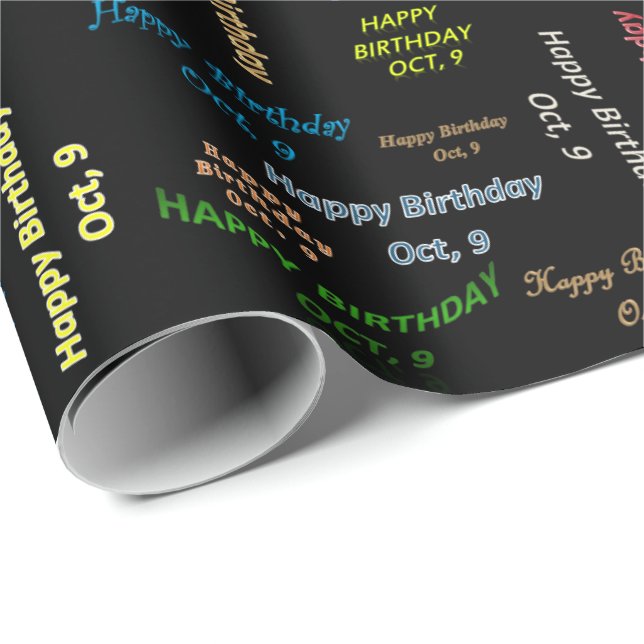 October, 9 Birthday Gift Wrapping Paper (Roll Corner)