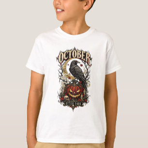 October After Dark Raven Pumpkin Halloween T-Shirt