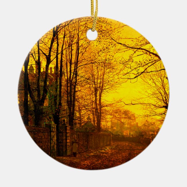 October Afterglow John Atkinson Grimshaw Ceramic Tree Decoration (Front)