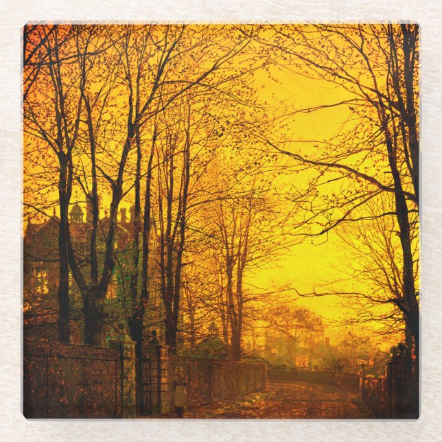 October Afterglow John Atkinson Grimshaw Glass Coaster (Front)