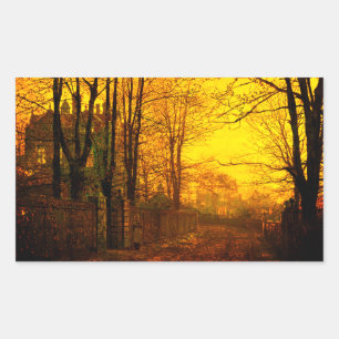 October Afterglow John Atkinson Grimshaw Rectangular Sticker