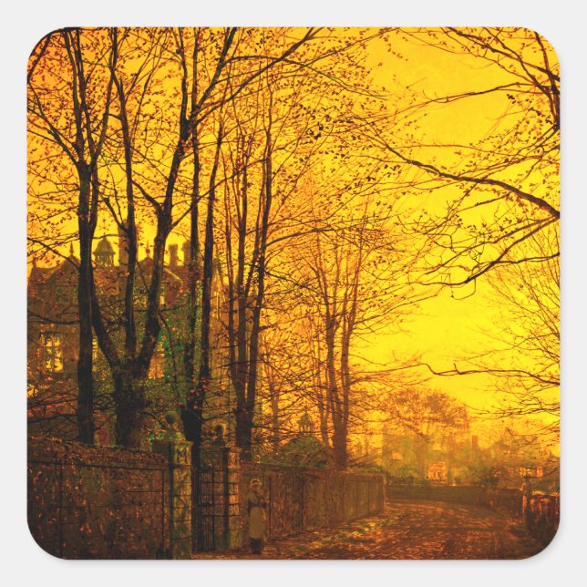 October Afterglow John Atkinson Grimshaw Square Sticker (Front)
