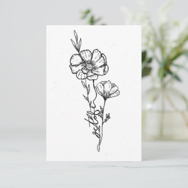 October birth flower birthday card, Cosmo Card (Standing Front)