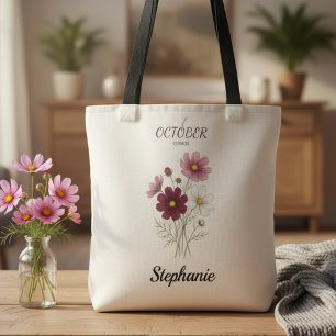 October Birth Flower Cosmos Birthday Tote Bag