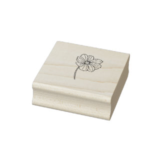 October Birth Flower Cosmos Rubber Stamp