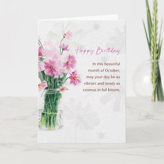 October Birth Month Flower Birthday With Prose Card (Front)