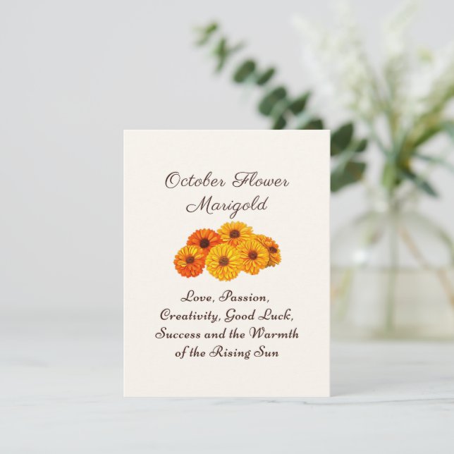 October Birth Month Flower Marigold Elegant  (Standing Front)