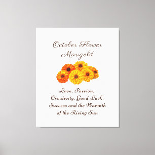 October Birth Month Flower Marigold Elegant  Canvas Print