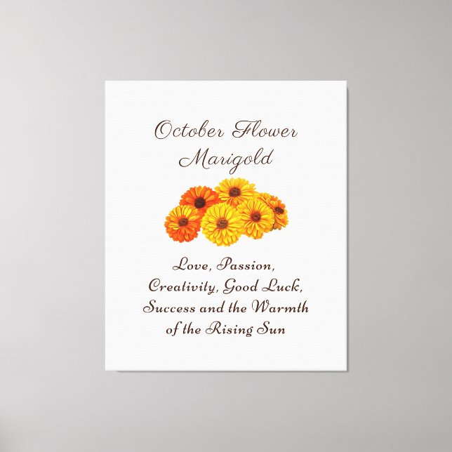 October Birth Month Flower Marigold Elegant  Canvas Print (Front)