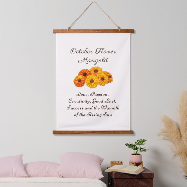 October Birth Month Flower Marigold Elegant  Hanging Tapestry (Bedroom)