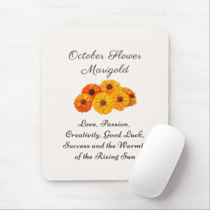 October Birth Month Flower Marigold Elegant  Mouse Mat