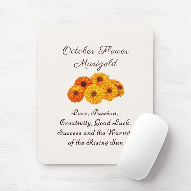 October Birth Month Flower Marigold Elegant  Mouse Mat (With Mouse)