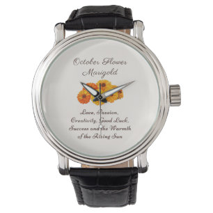 October Birth Month Flower Marigold Elegant  Watch