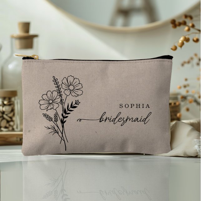 October Birth Month Flower Personalised Bridesmaid Accessory Pouch (Creator Uploaded)