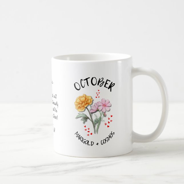 OCTOBER Birth Month Flower Personalised Christian Coffee Mug (Right)