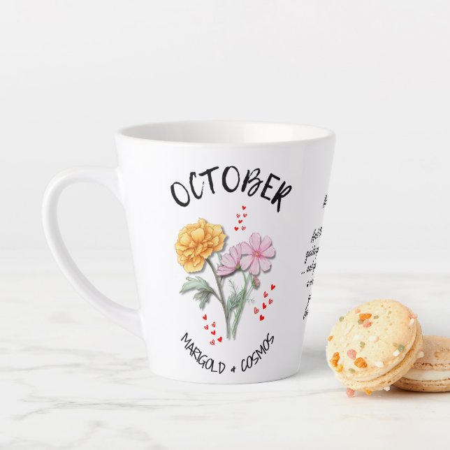 OCTOBER Birth Month Flower Personalised Christian Latte Mug (In Situ)