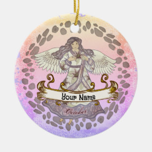 October Birthday Angel Ceramic Tree Decoration