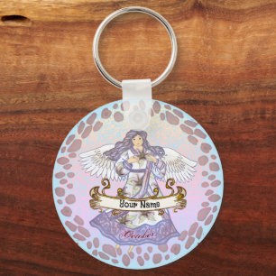 October Birthday Angel Keychain