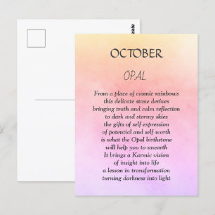 October birthday birthstone Opal  Postcard