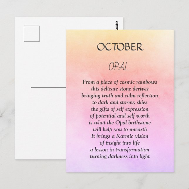 October birthday birthstone Opal  Postcard (Front/Back)