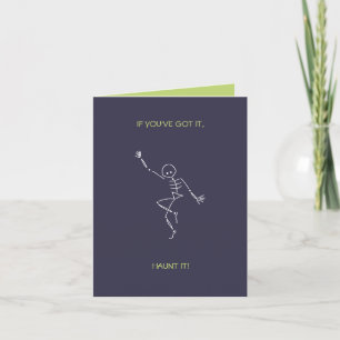 October Birthday Dancing Skeleton - Purple Holiday Card