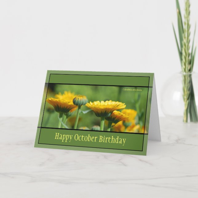 October Birthday Flowers Card (Front)