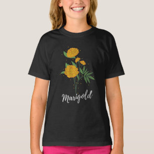 October birthday gift marigold flower vintage T-Shirt