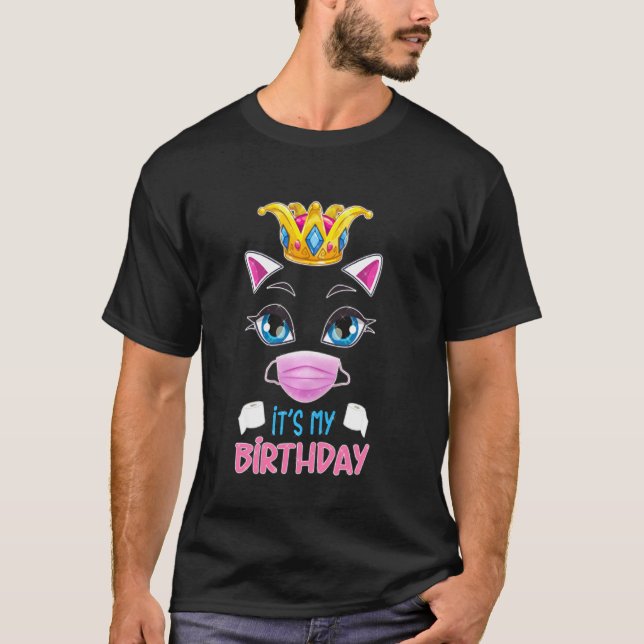 October Birthday in Quarantine Cat face Mask Its m T-Shirt (Front)