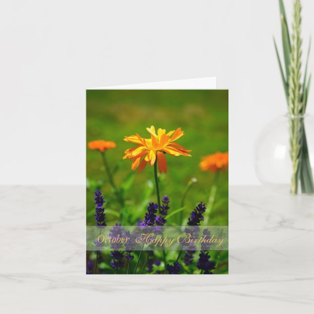 October Birthday Stunning Orange Marigolds Card (Front)