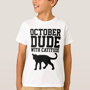 OCTOBER BIRTHDAY T-shirts  for guys, Cat