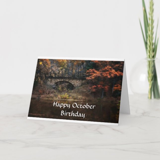 **OCTOBER BIRTHDAY WISHES** BEAUTIFUL AS FALL CARD (Front)