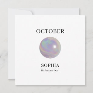 October Birthstone Birthday Name Opal Card