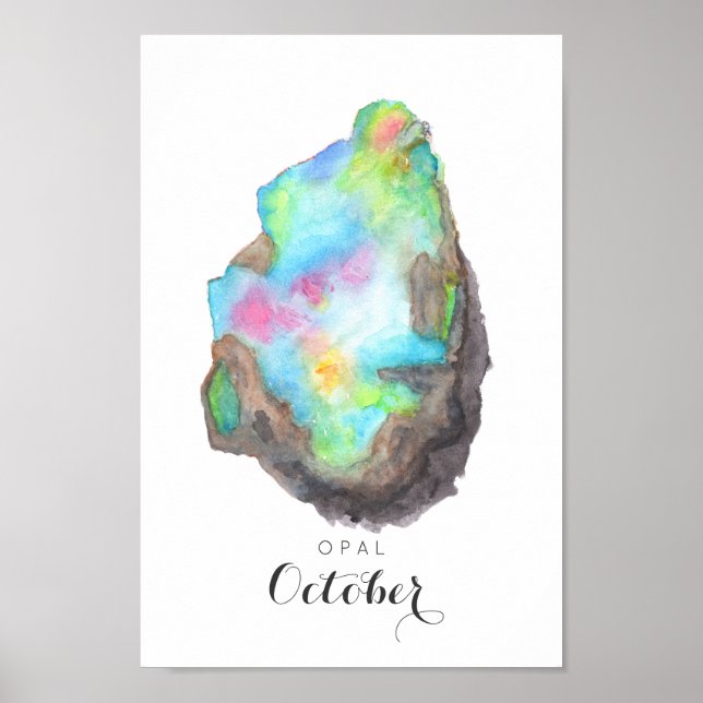 October Birthstone - Opal Watercolor | Poster (Front)