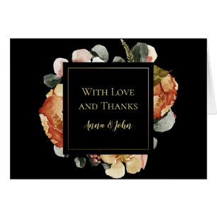 October Blooms on Black Wedding Thank You