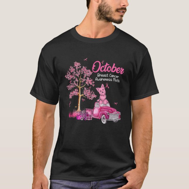 October Breast Cancer Awareness Month Shih Tzu Pum T-Shirt (Front)