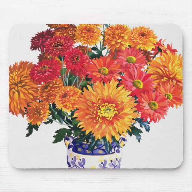 October Chrysanthemums Mouse Mat (Front)