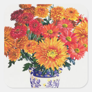 October Chrysanthemums Square Sticker