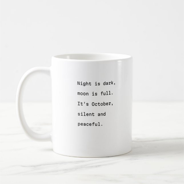 October coffee mug typography poetic full moon (Left)