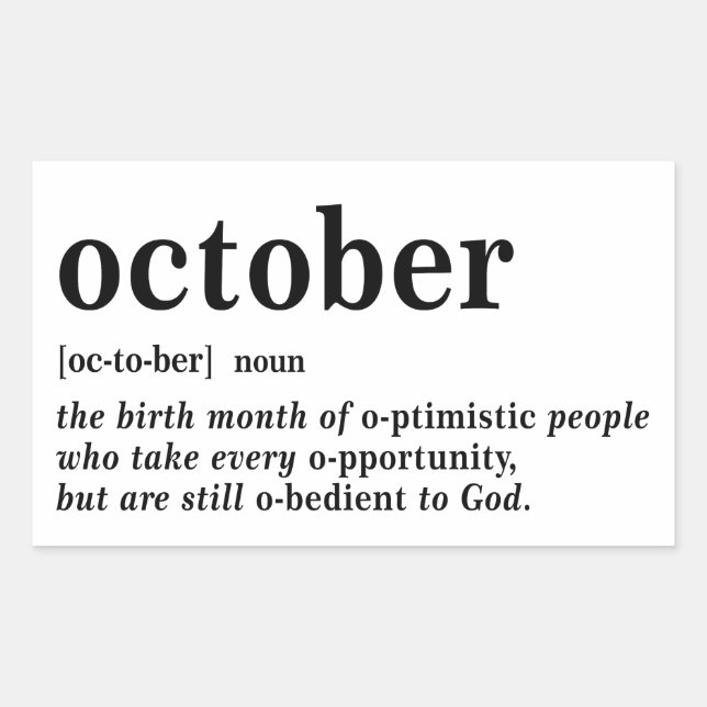 October Definition Rectangular Sticker (Front)