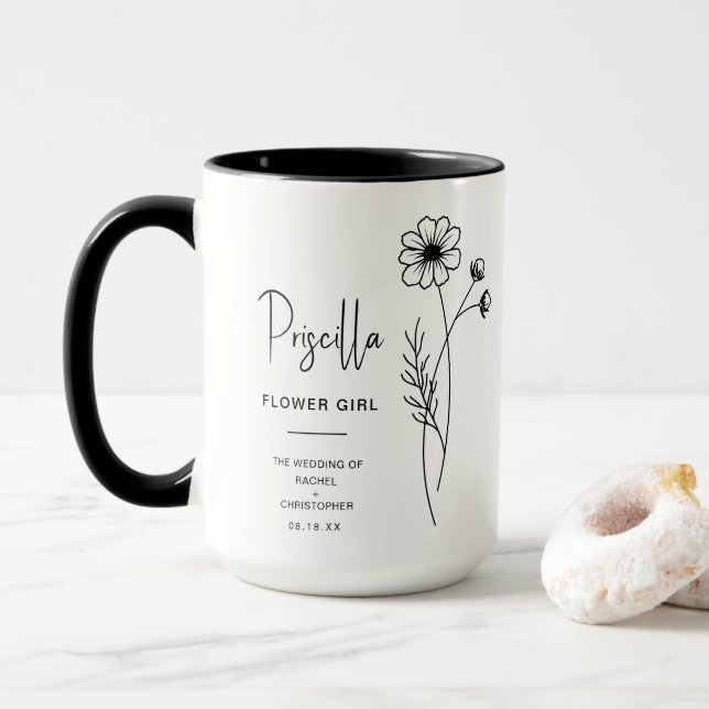 October Flower Girl | Cosmos Birth Flower Mug (With Donut)