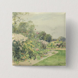 October Flowers 15 Cm Square Badge