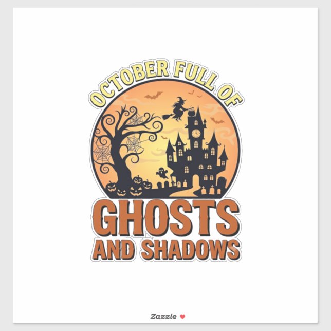 October Full Ghosts Shadows Haunted House Witch Ha (Sheet)