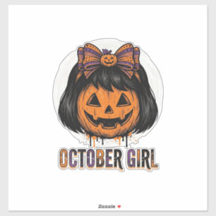 October Girl Pumpkin Bow Halloween Vector Design_1