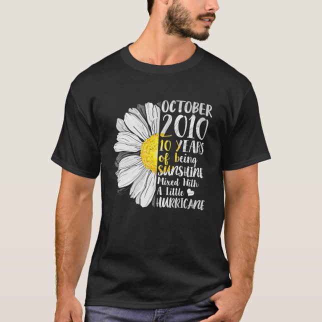 October Girl T 10 Years Old Sunshine Birthday T-Shirt (Front)
