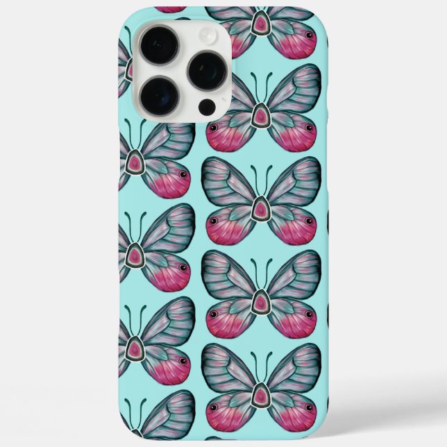 October Glasswing Teal Butterfly Pattern Case-Mate iPhone Case (Back)