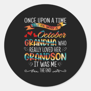 October Grandma Who Really Loved Her Grandsons Classic Round Sticker