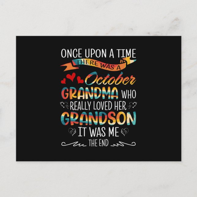 October Grandma Who Really Loved Her Grandsons Postcard (Front)
