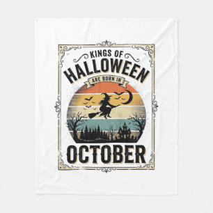 October Halloween Birthday Vintage Witch Shirt Des Fleece Blanket